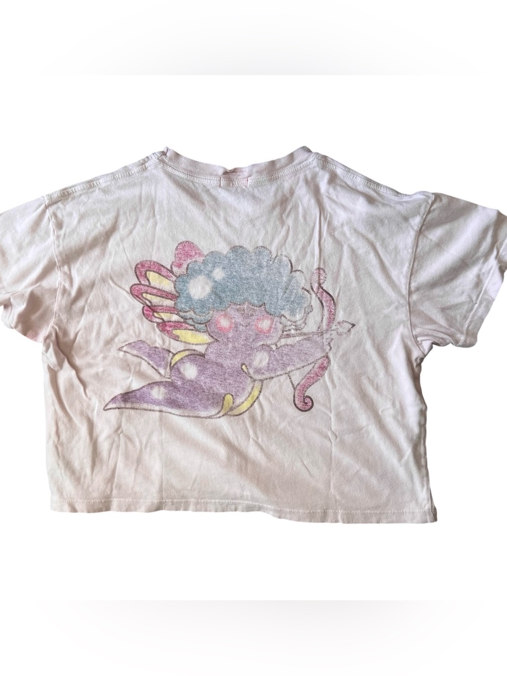 MOTHER Grab The Bag Crop Tee Cupid Love Pink Graphic | Medium - Picture 2 of 5
